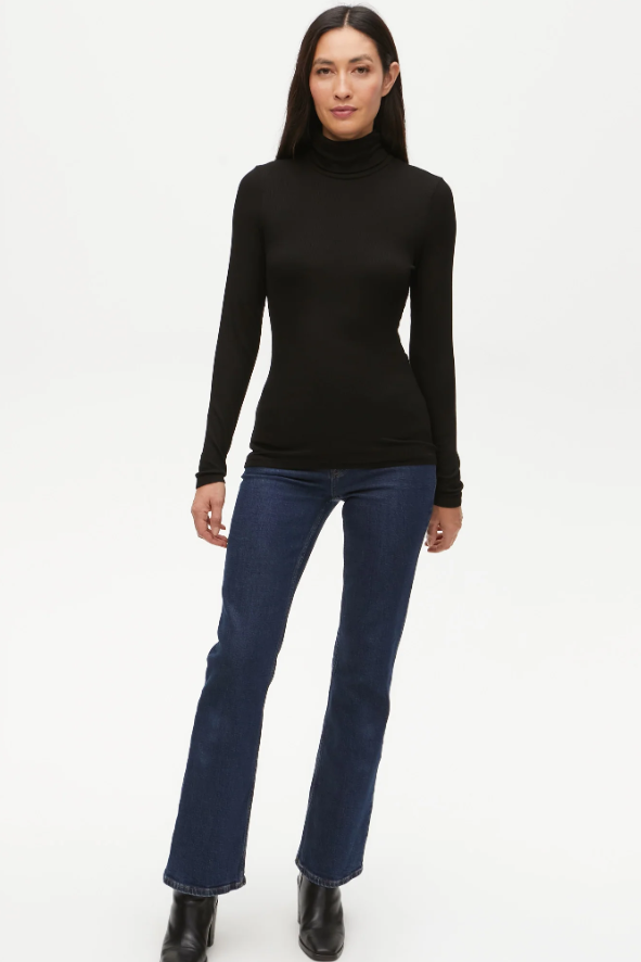 Black Ribbed Turtleneck Sweater