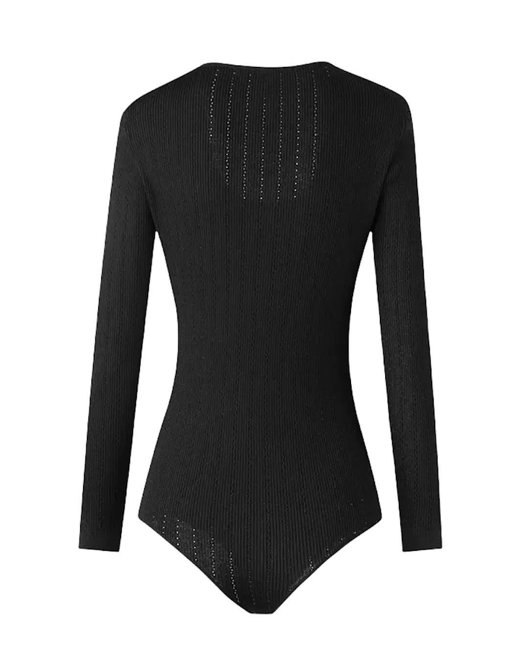 Black Stretch Bandage Knit Bodysuit