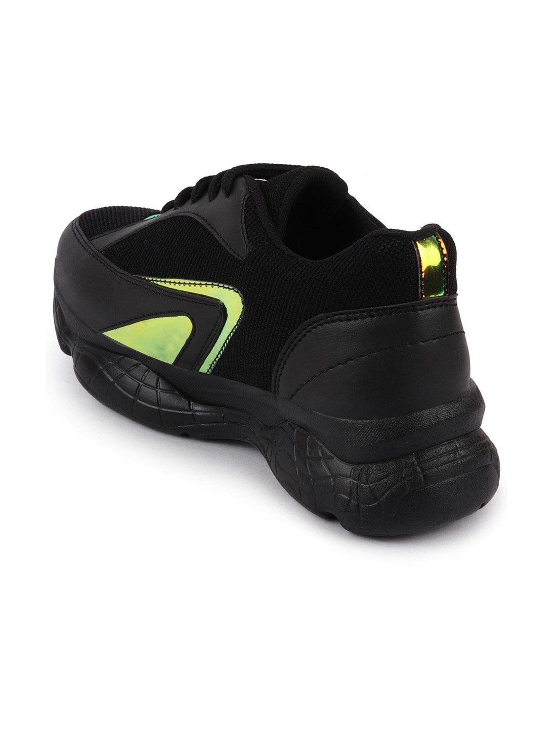 Black Women's Lace-Up Running Shoes for Sports & Outdoor Activities.