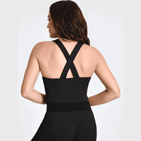 Blanc Noir Black Zip Front X Back Bodysuit - Shop Now.