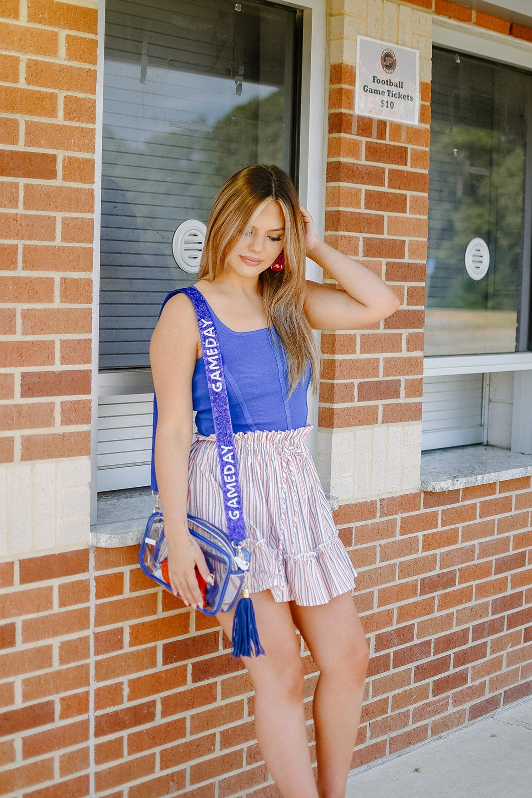 Blue Knit Corset Top