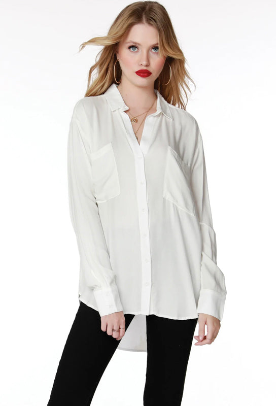 Bobi Button Up Tunic Blouse Ivory