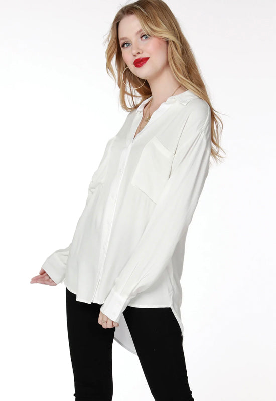 Bobi Button Up Tunic Blouse Ivory