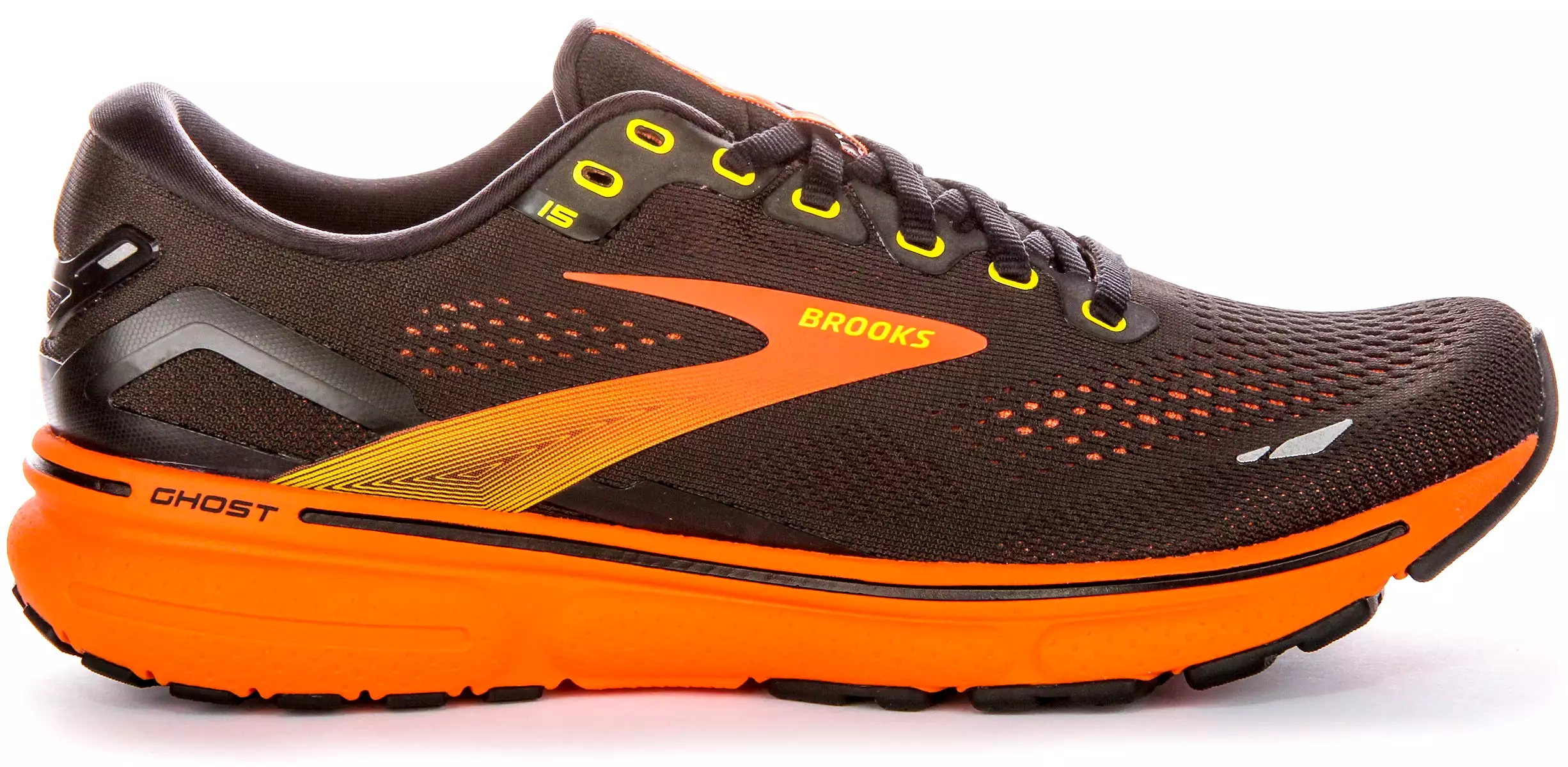 Brooks Ghost 15 - Black Yellow Shoes for Men | Medium Fit