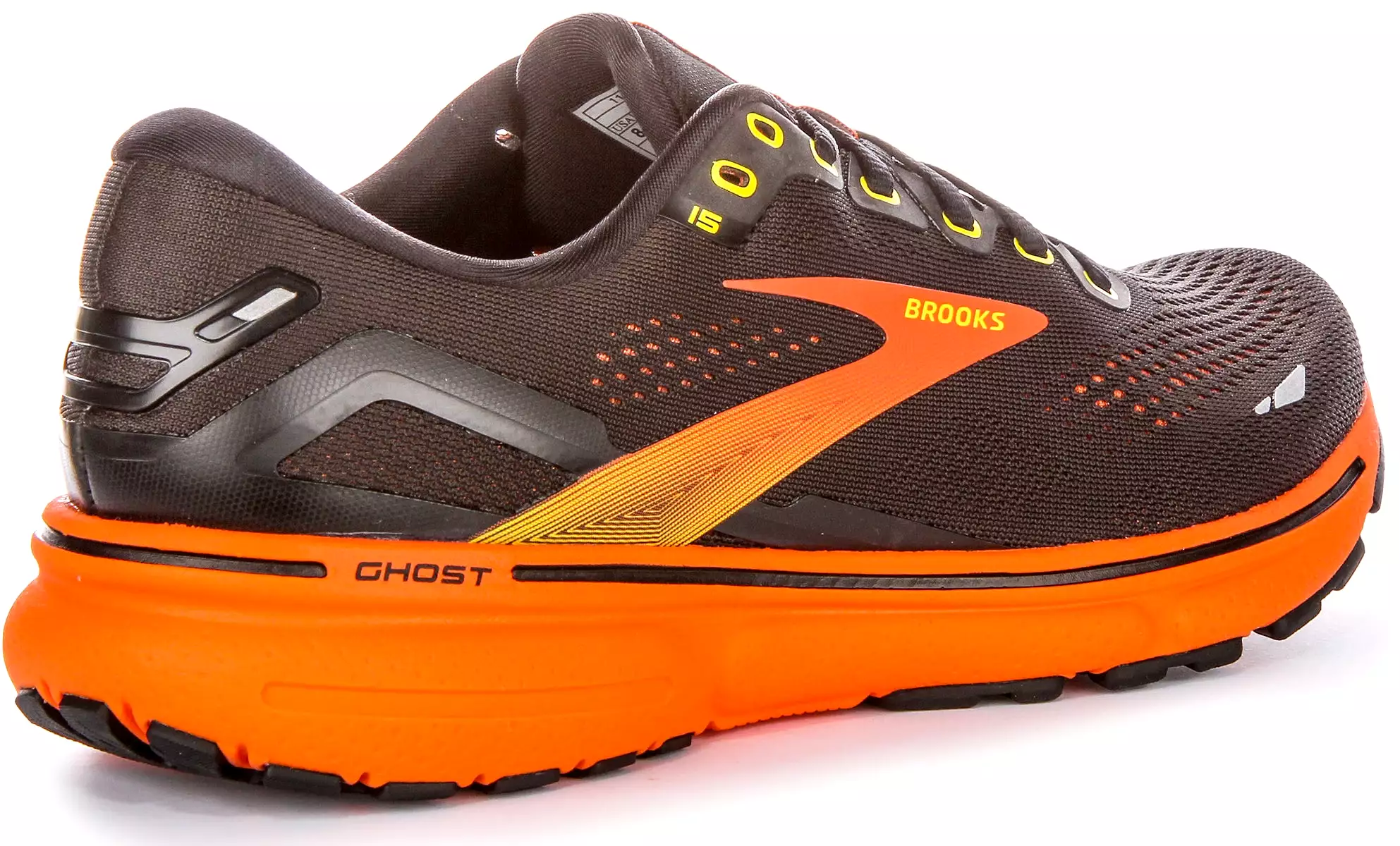 Brooks Ghost 15 - Black Yellow Shoes for Men | Medium Fit