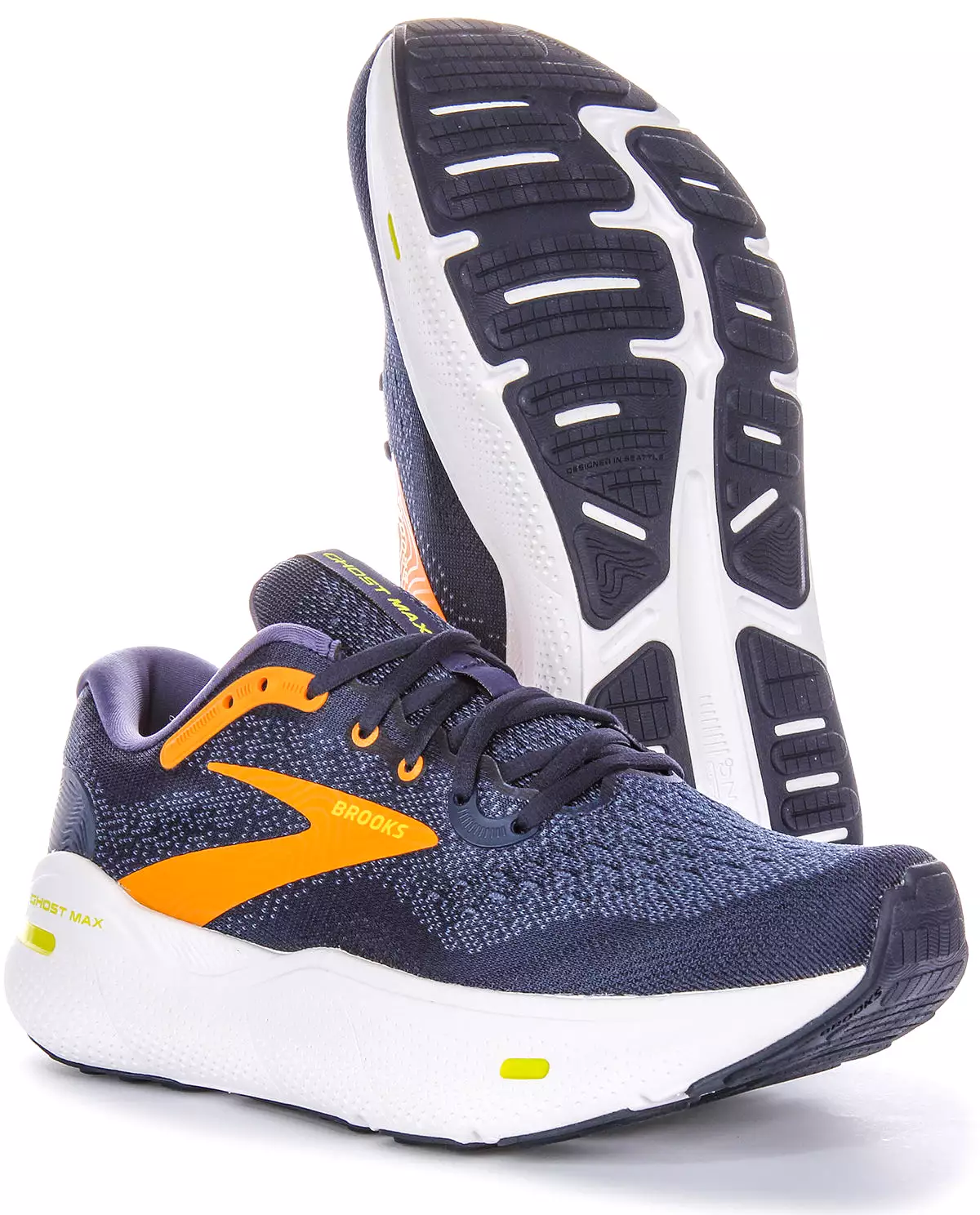 Brooks Ghost Max Trainers - Navy Yellow - Men - Medium Fit