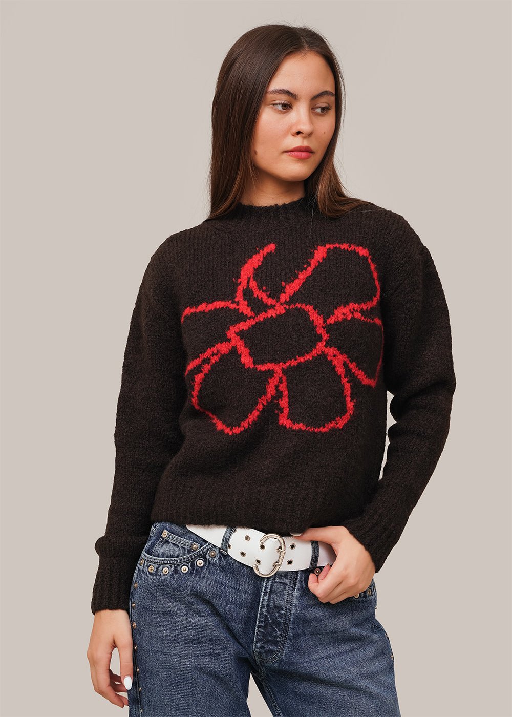 Brown Floral Sweater