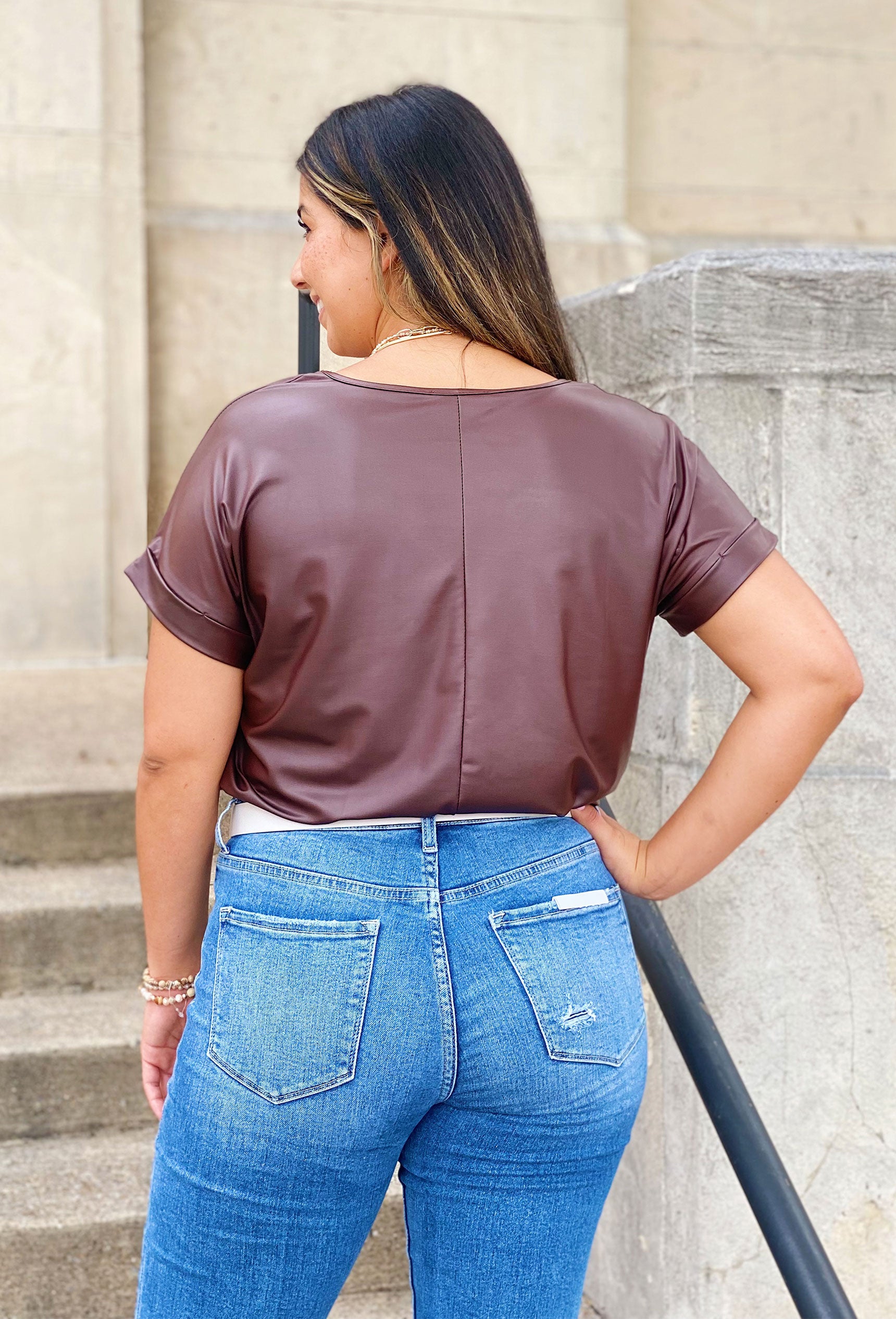 Brown Leather Bodysuit