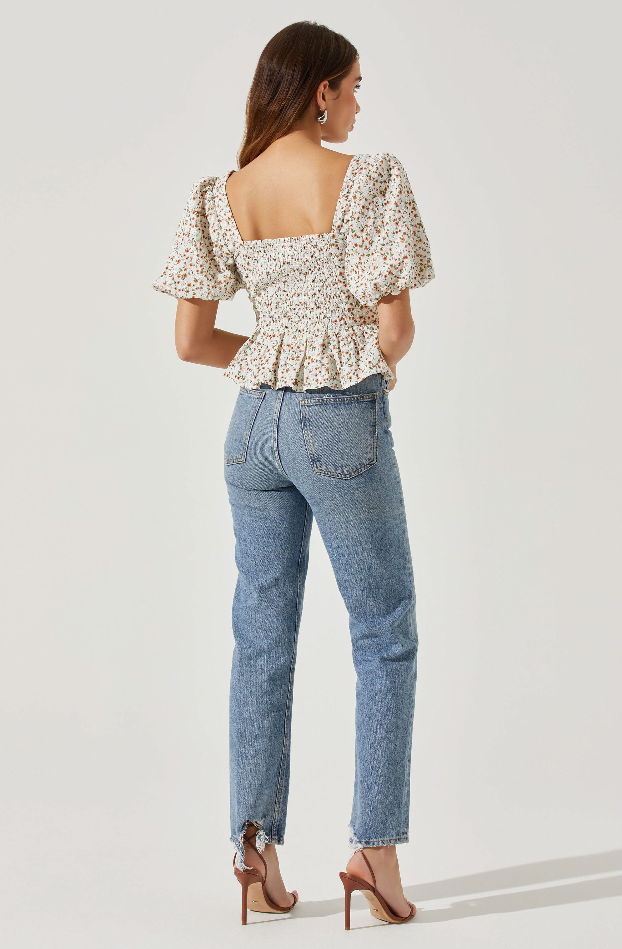 bubble sleeve floral top