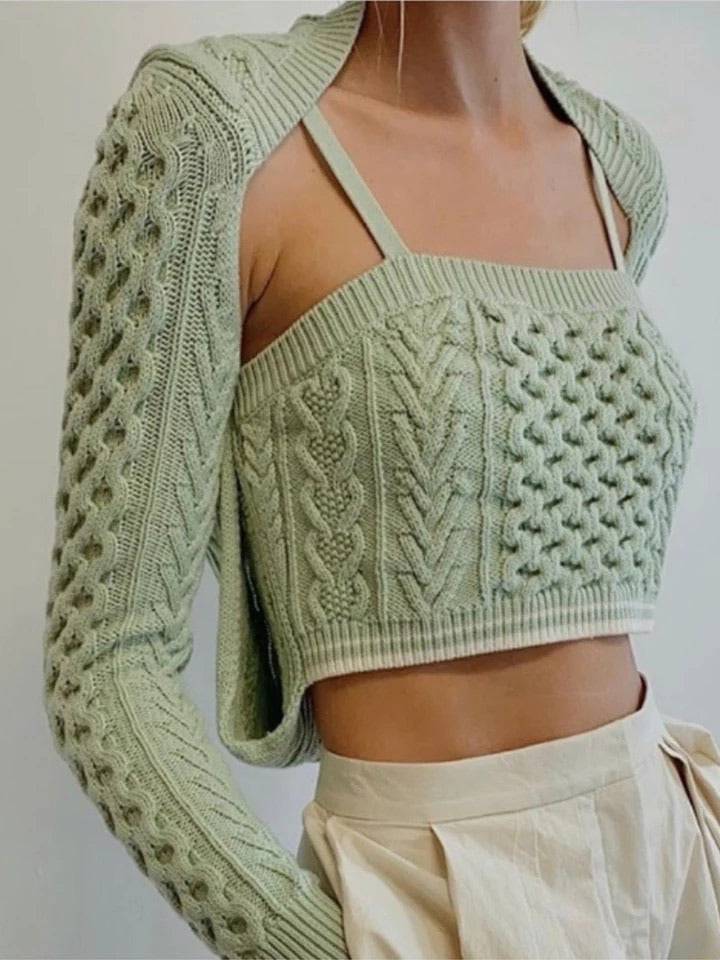 Cable Twist Knit Sweater Set