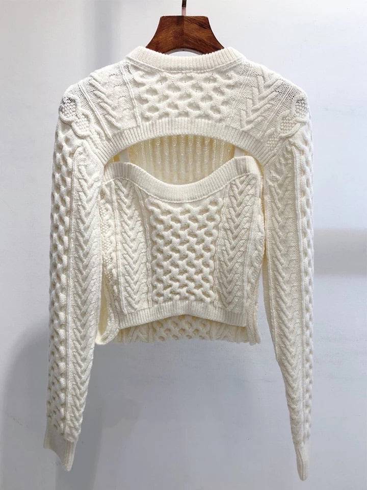 Cable Twist Knit Sweater Set