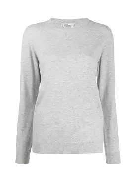 Cashmere sweater embellished with monili