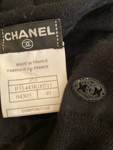 Chanel 07A 2007 Fall Black Gray Cashmere Tunic Sweater FR 40