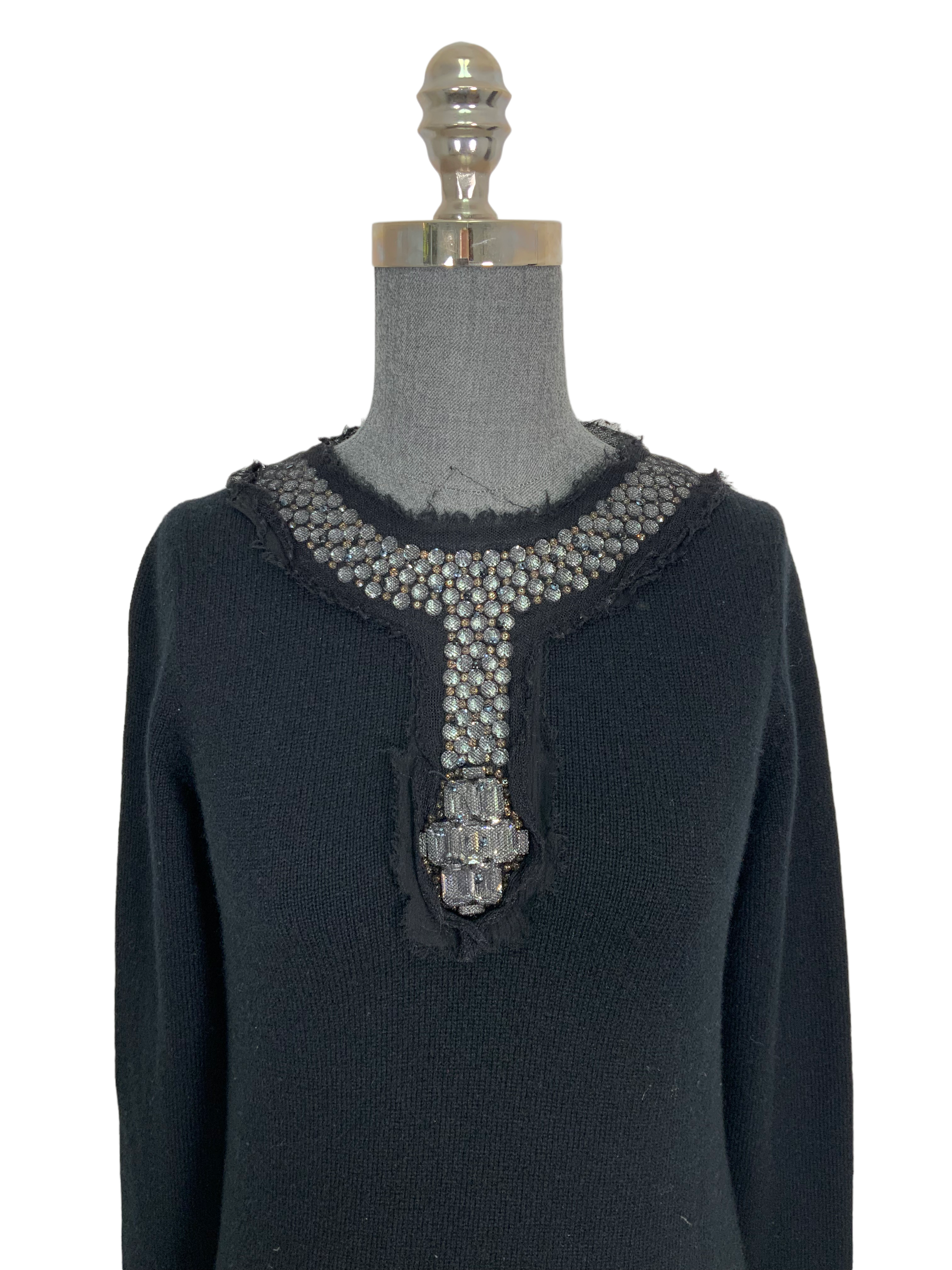 CHANEL Cashmere Jewel Embellished Sweater 07A Size M