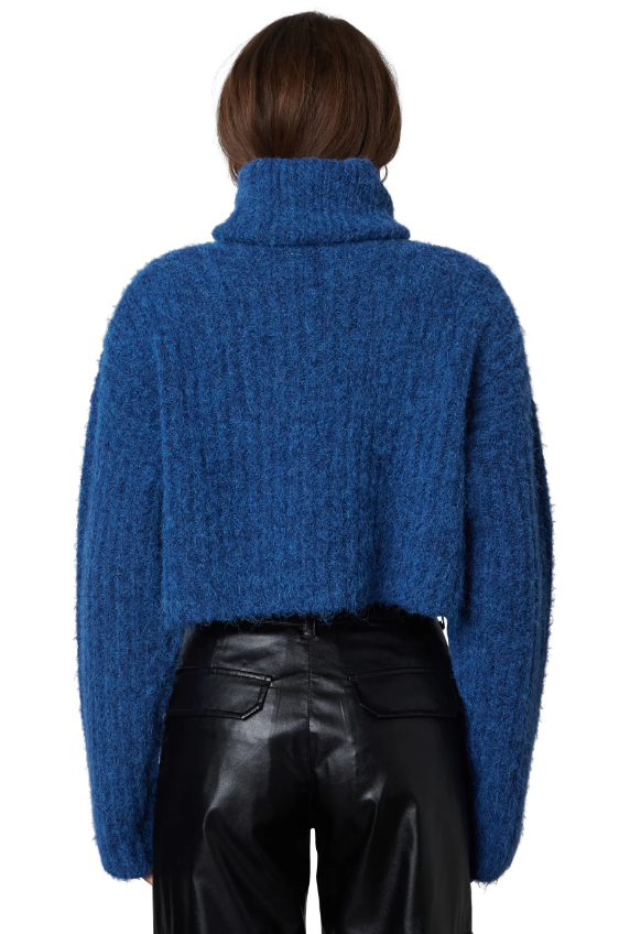 cobalt blue turtleneck sweater