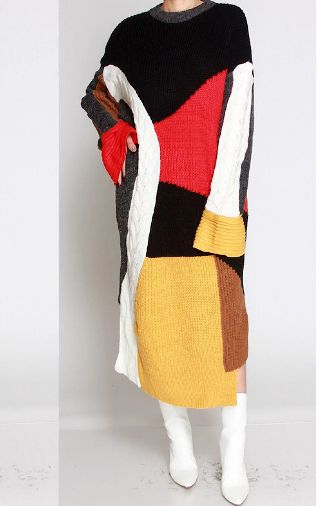 Color block sweater dress