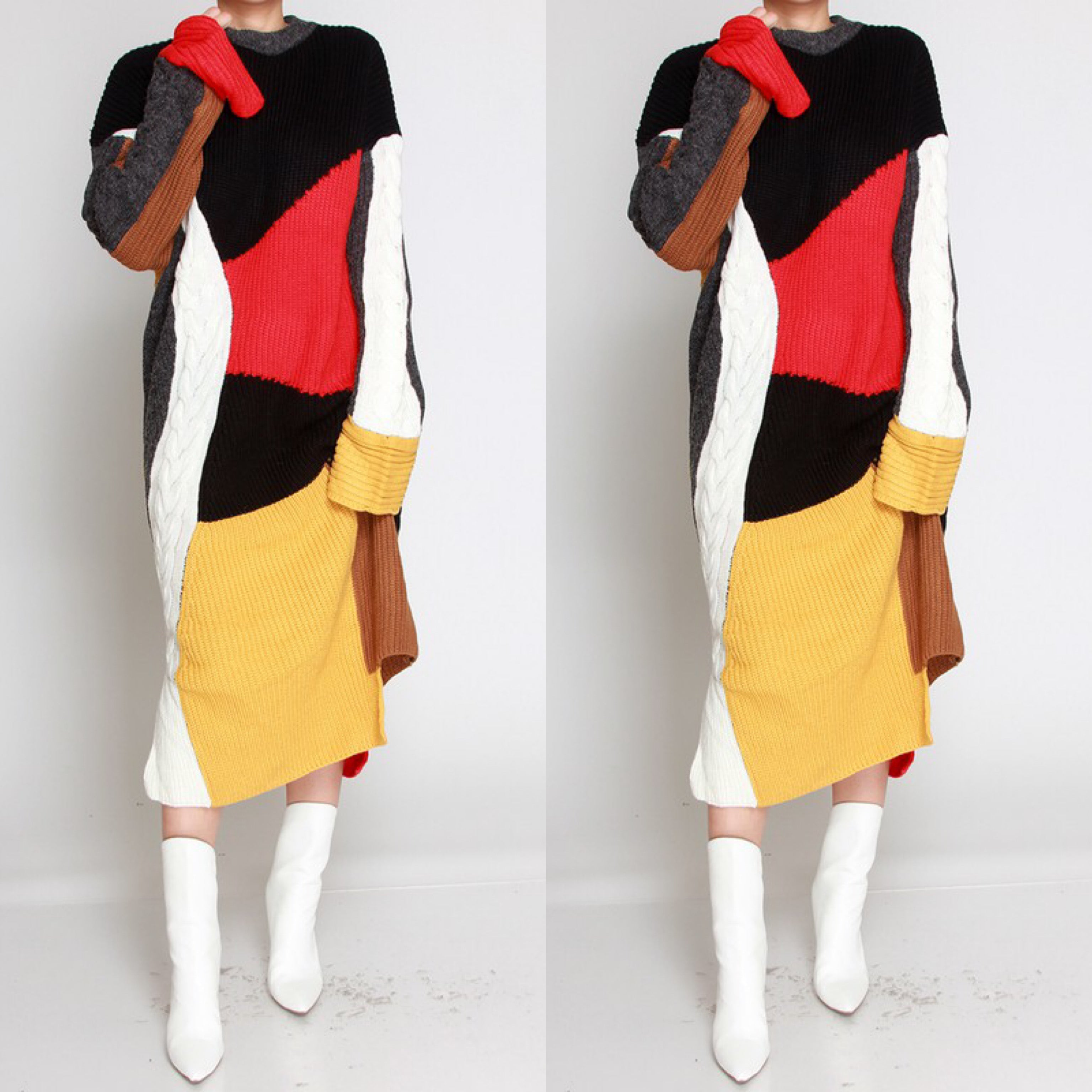 Color block sweater dress