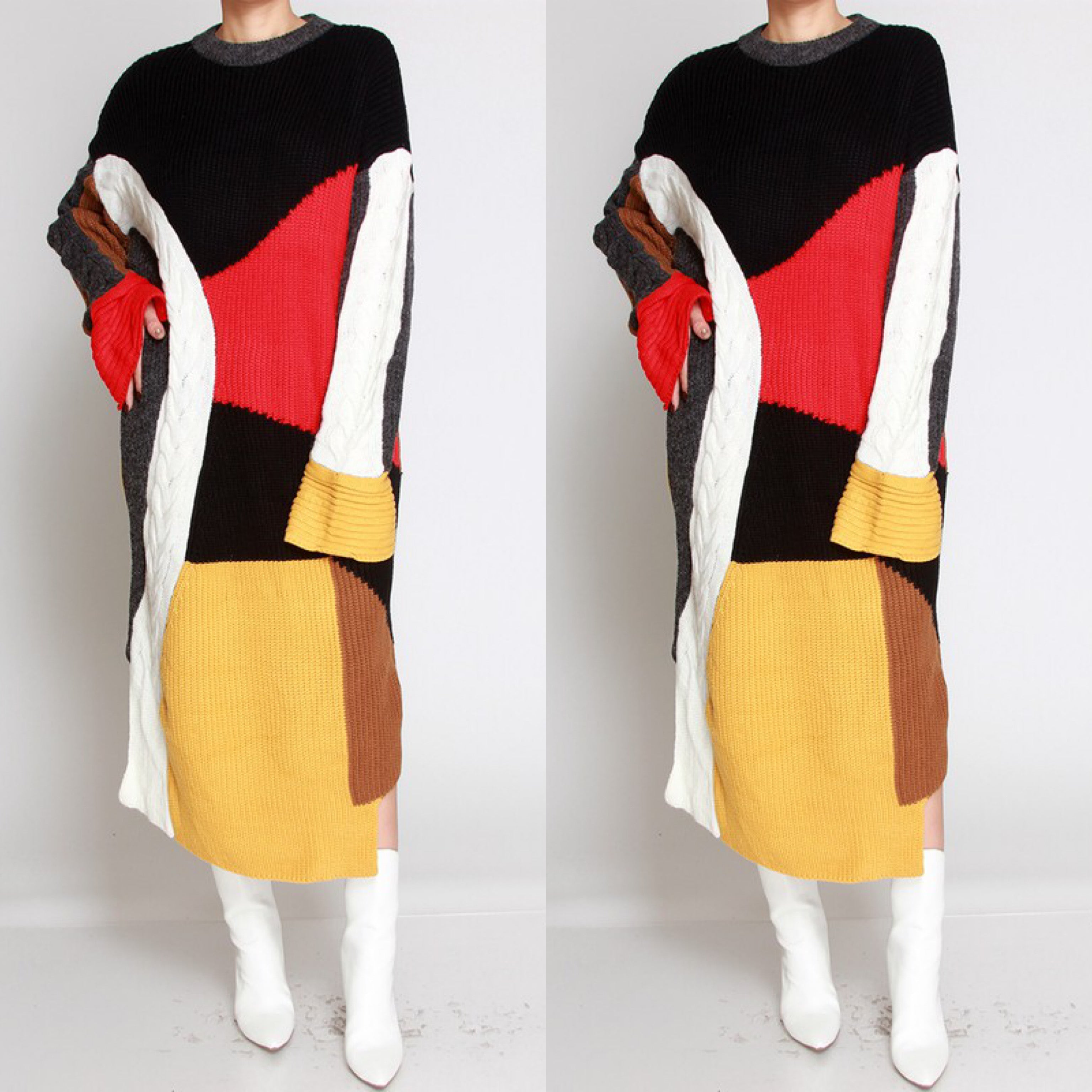 Color block sweater dress