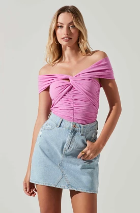 Cornelia Off Shoulder Ruched Bodysuit - SHOP NOW