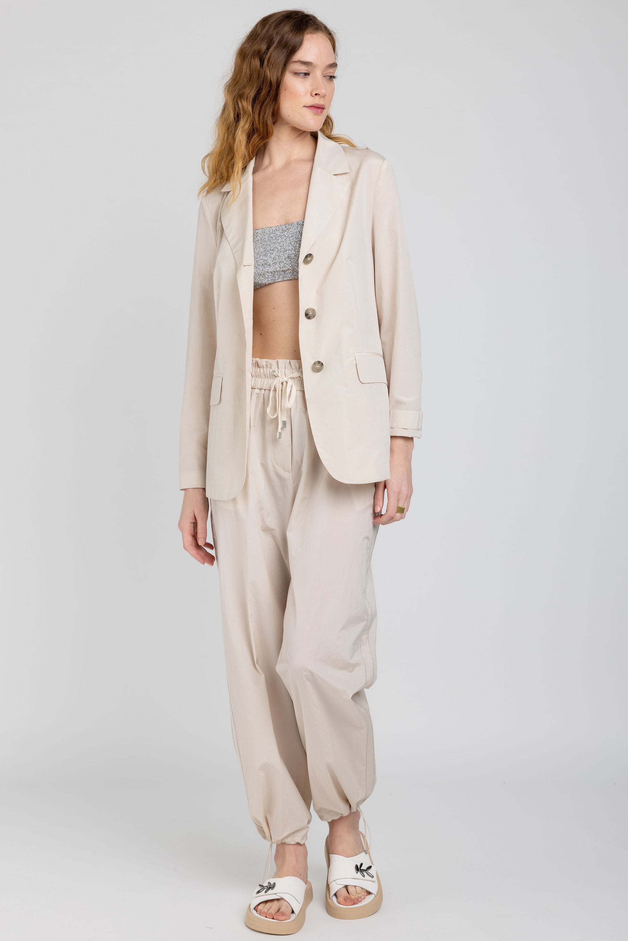 Cotton Poplin Blazer Sesame Beige