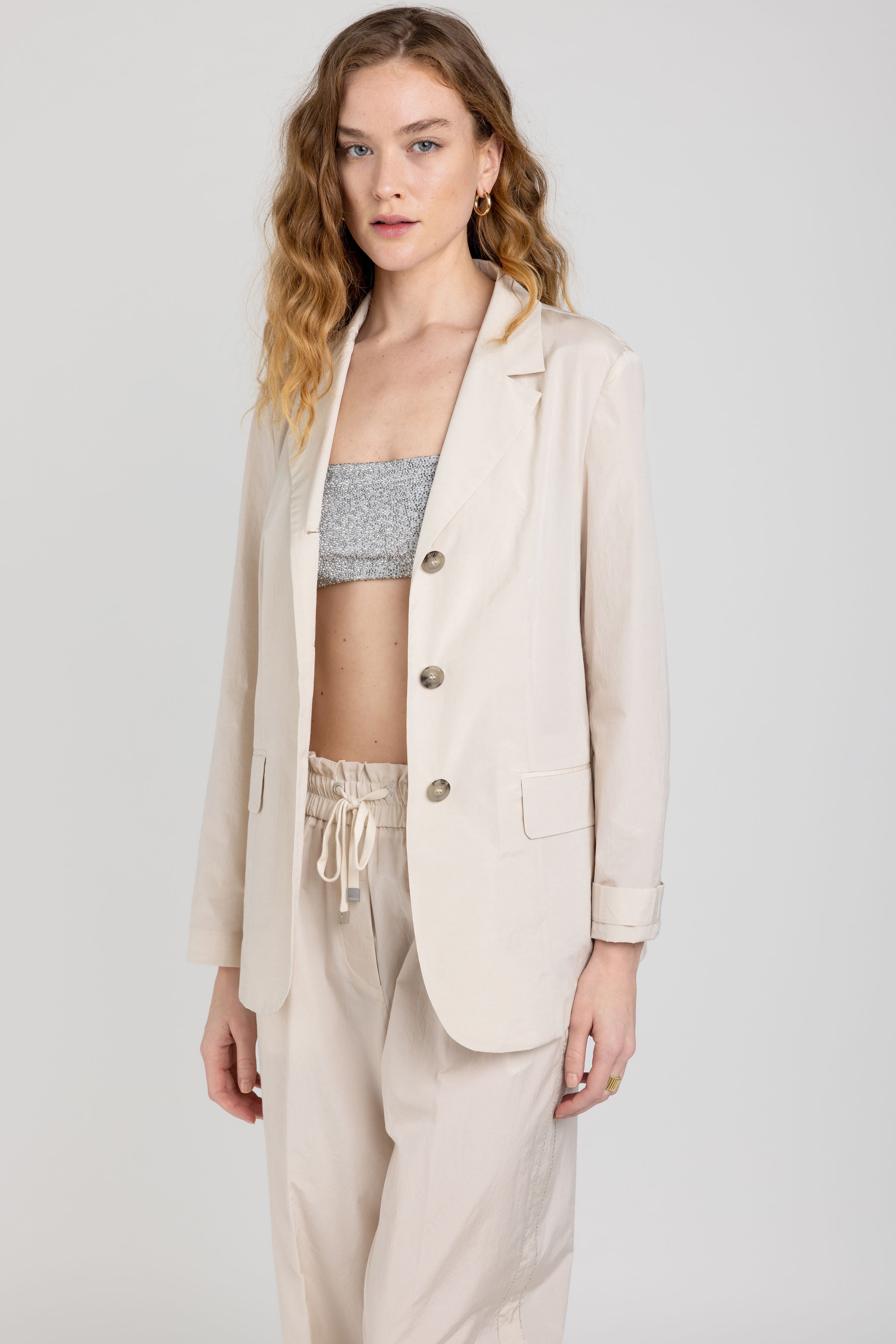 Cotton Poplin Blazer Sesame Beige