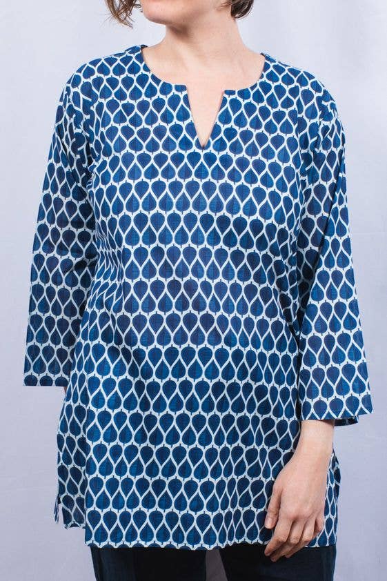 Cotton Tunic with Leaf Print - Shop Now