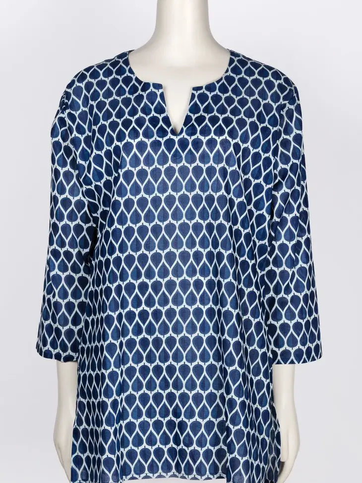 Cotton Tunic with Leaf Print - Shop Now