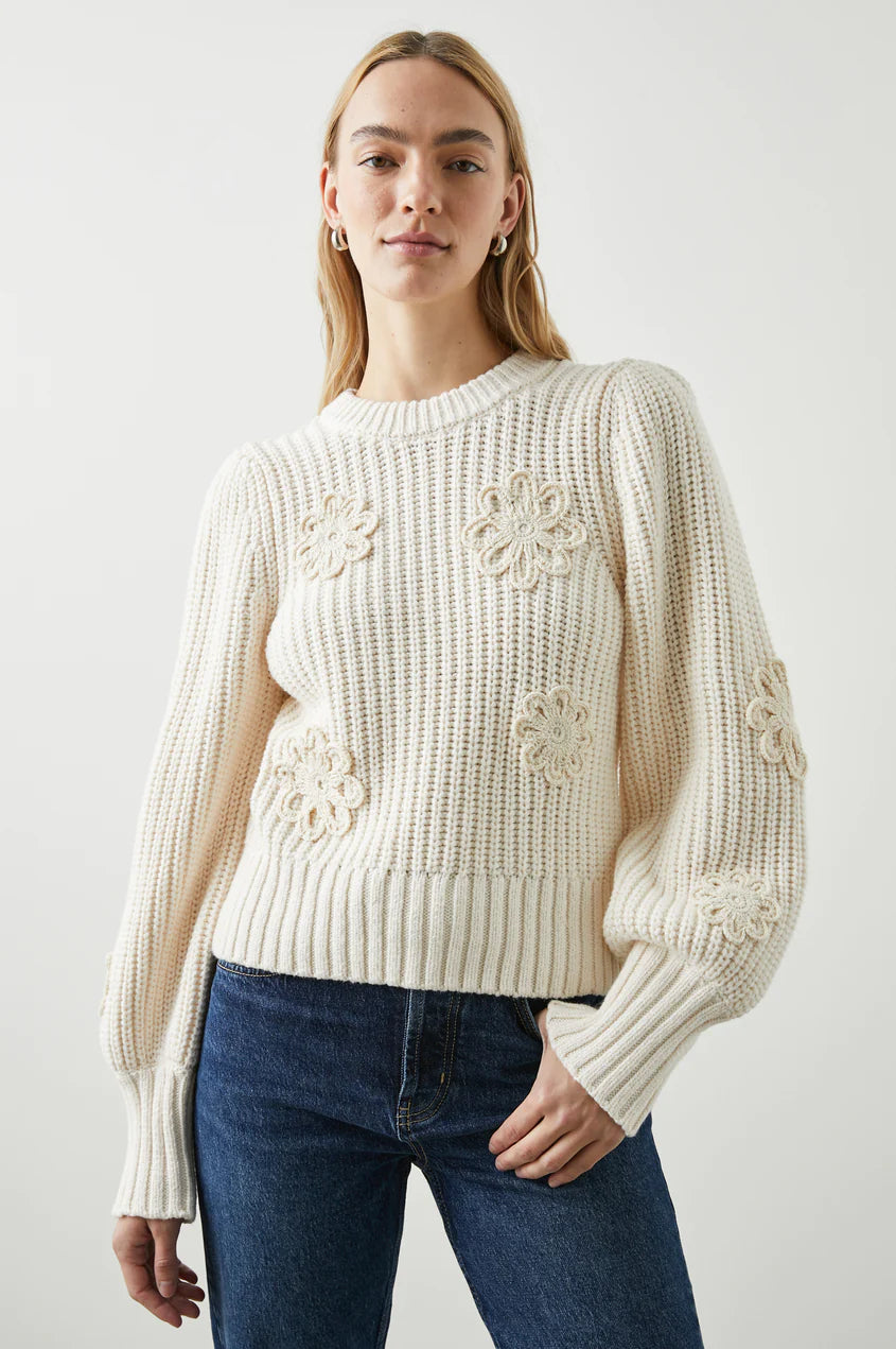 Crocheted flowers sweater by Romy