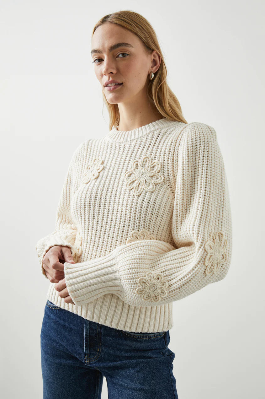 Crocheted flowers sweater by Romy