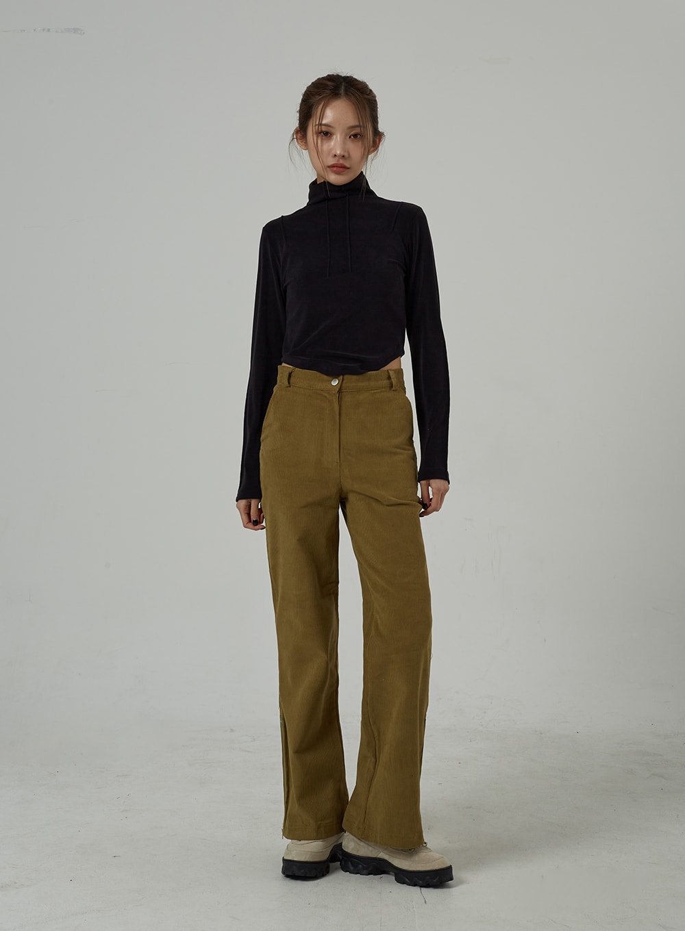 Crop Turtleneck with Bust Stripe Detail, CJ309