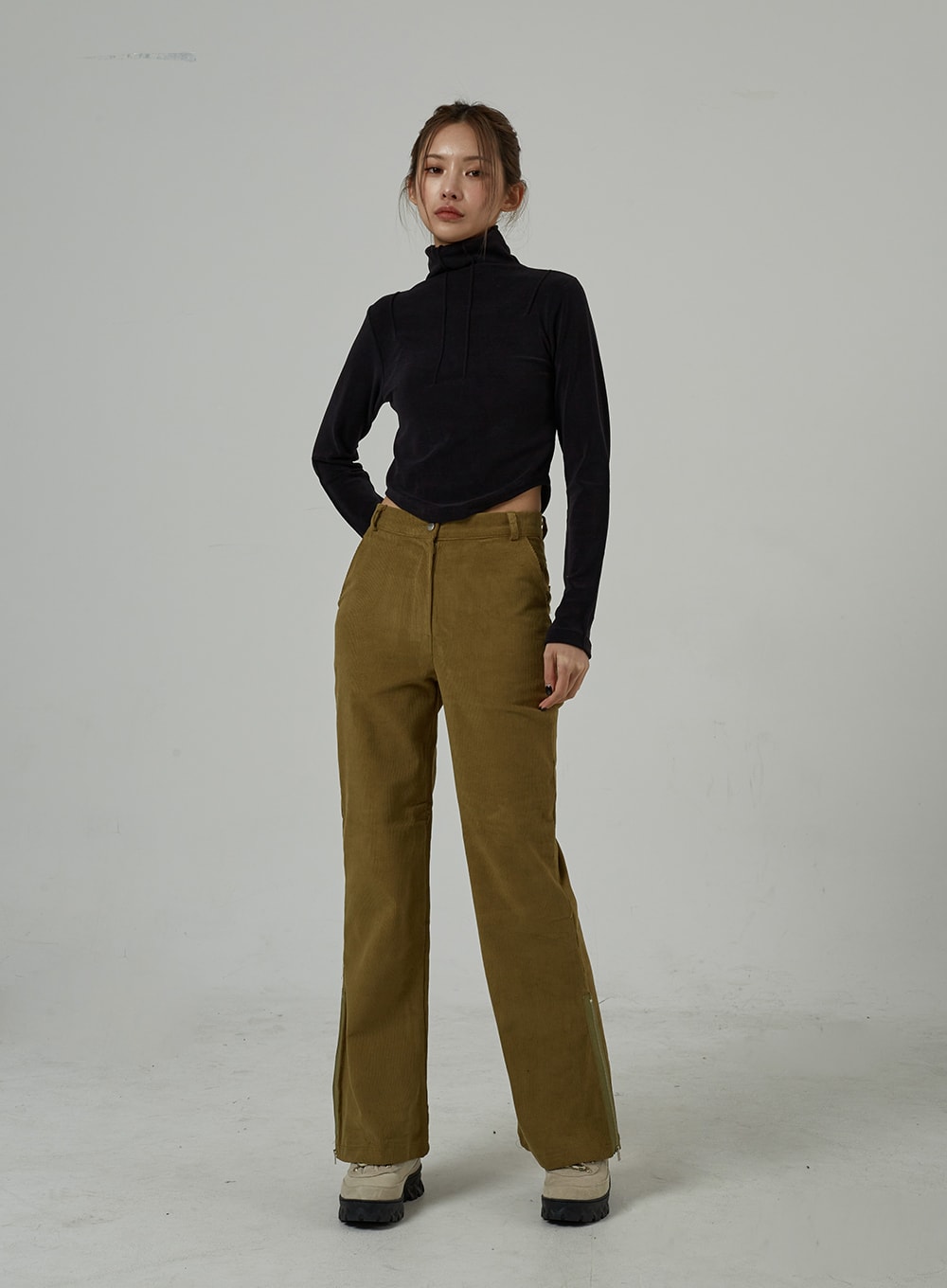 Crop Turtleneck with Bust Stripe Detail, CJ309