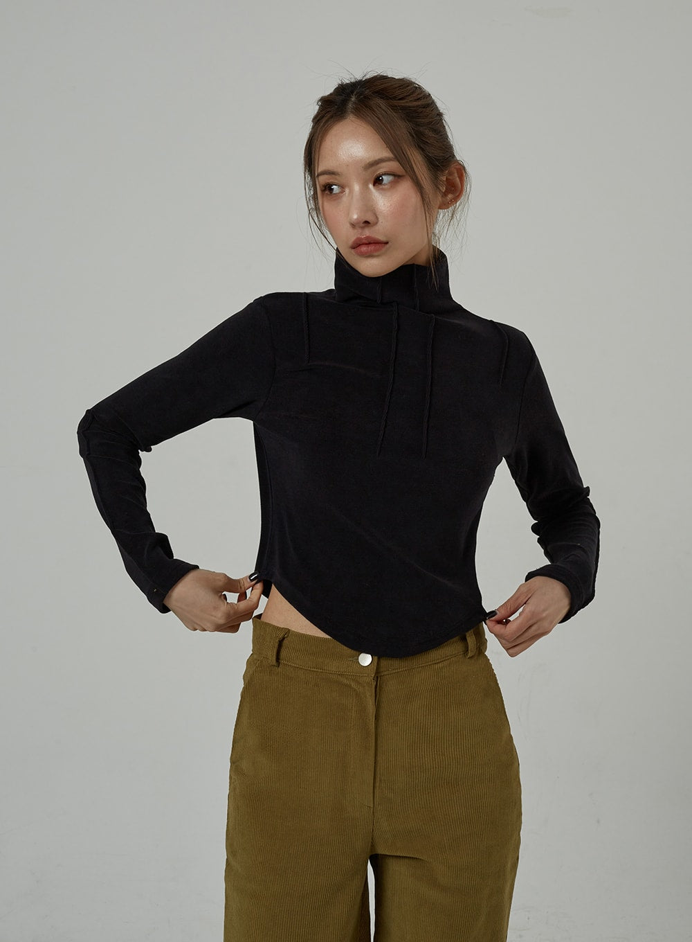 Crop Turtleneck with Bust Stripe Detail, CJ309