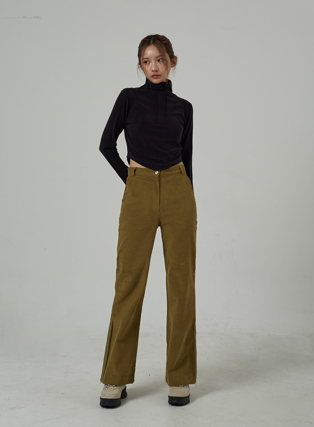 Crop Turtleneck with Bust Stripe Detail, CJ309