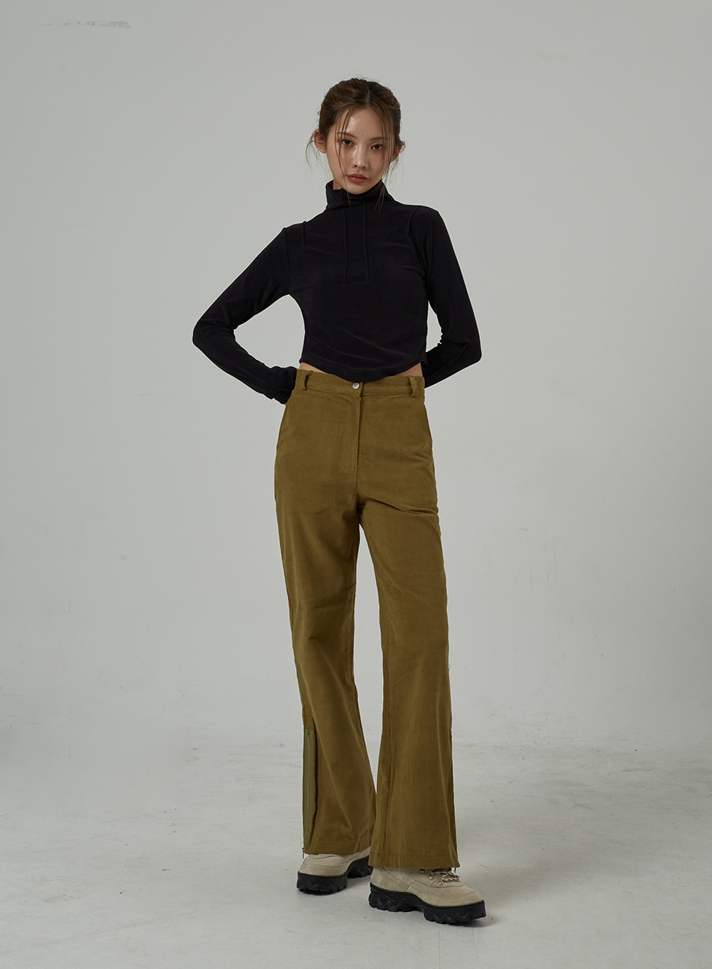 Crop Turtleneck with Bust Stripe Detail, CJ309