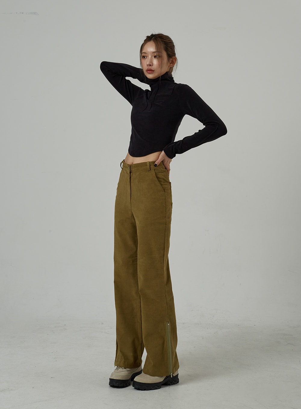 Crop Turtleneck with Bust Stripe Detail, CJ309