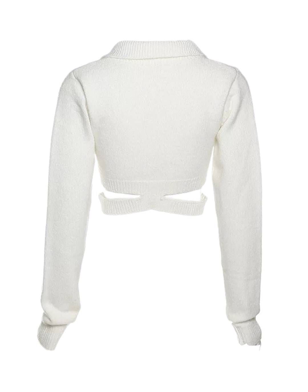 Cropped Sweater with Cut Out Collar