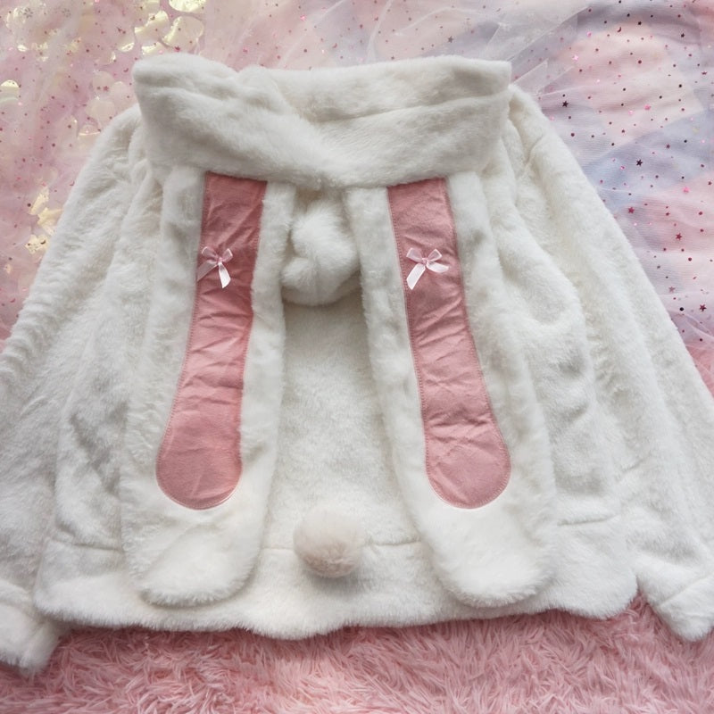 Cute Lamb Fleece Sweater Coat with Rabbit Ears