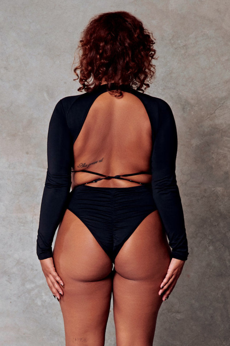 CXIX 119 Black Plunge Bodysuit