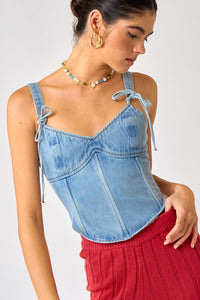 Denim Corset Top: A trendy and fashionable denim corset for women.