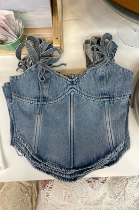 Denim Corset Top: A trendy and fashionable denim corset for women.