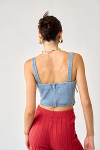 Denim Corset Top: A trendy and fashionable denim corset for women.