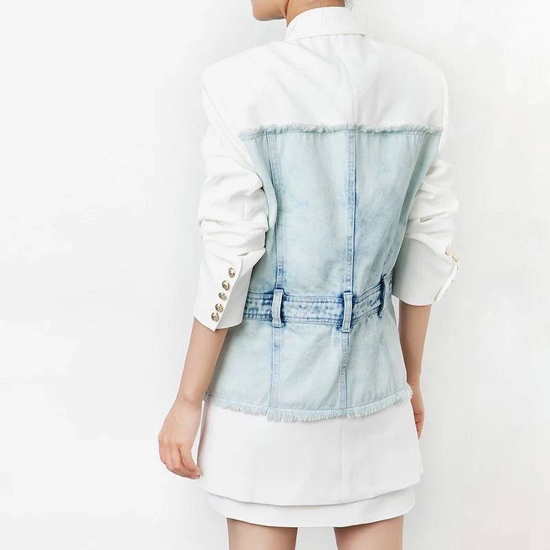 Denim Solid Long Blazer