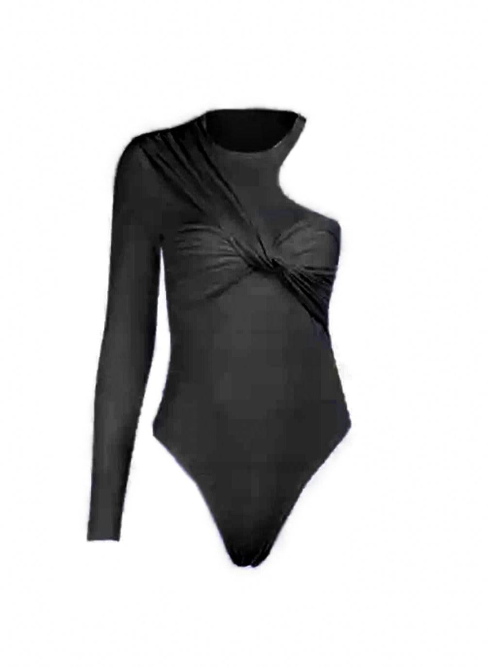 Draped Bodysuit with a Single Sleeve