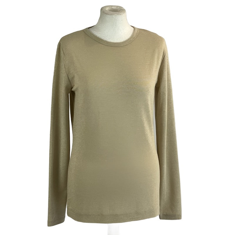 Dries Van Noten Pale Gold Lurex Jersey Top - Brand New - Size M