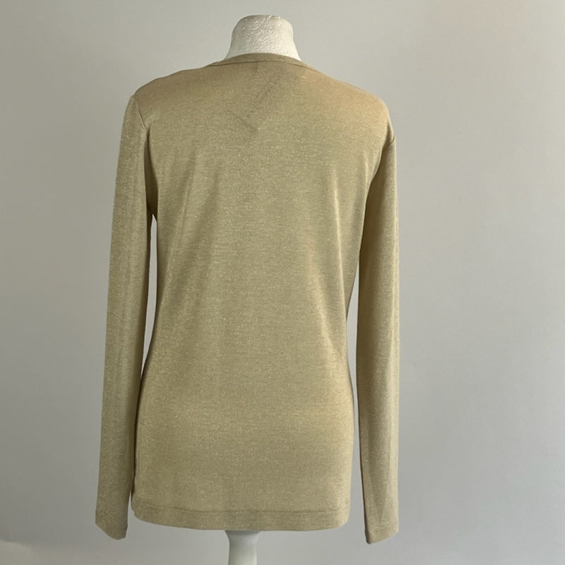 Dries Van Noten Pale Gold Lurex Jersey Top - Brand New - Size M