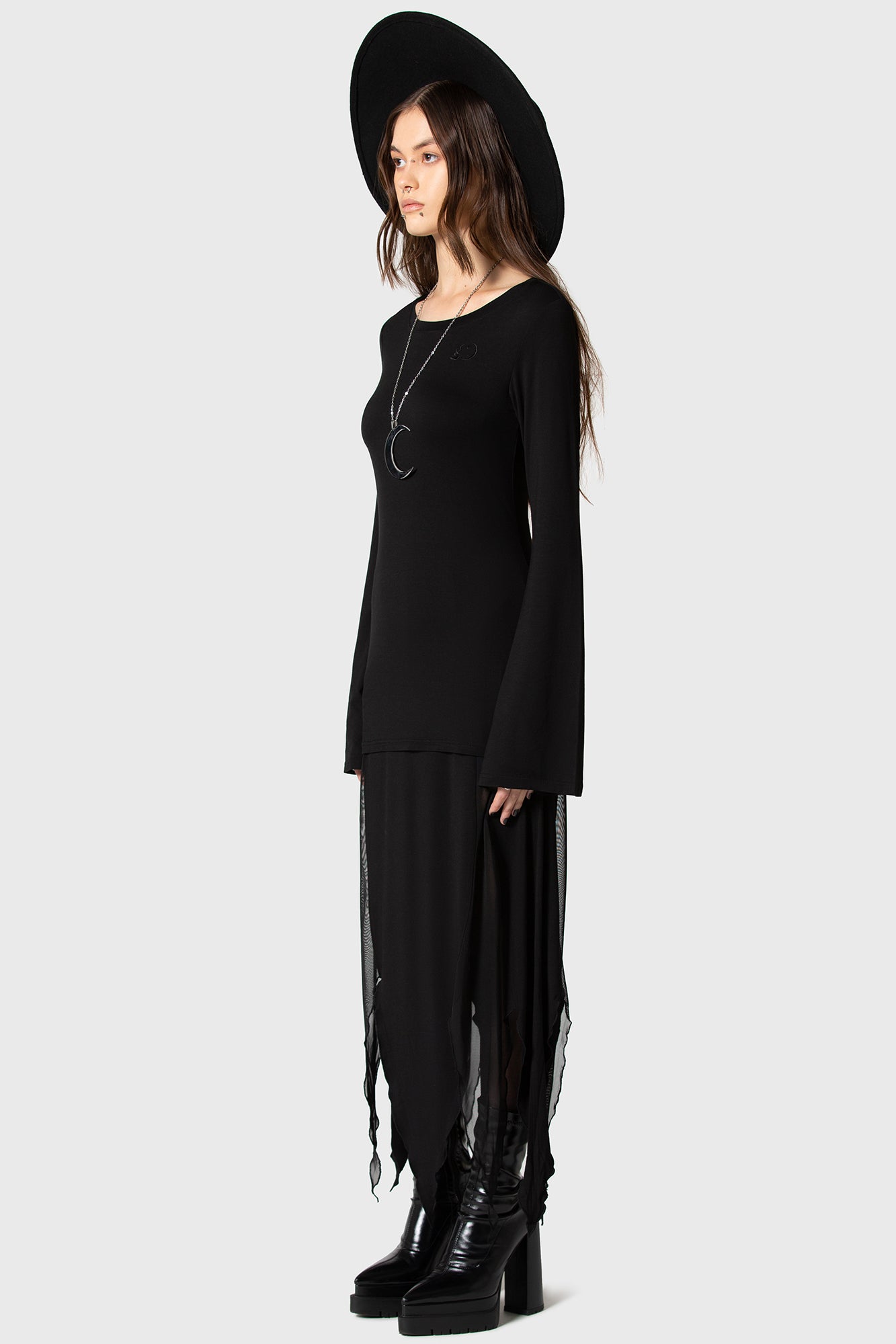 Eclipse Black Tunic Top - Reflecting Darkness and Elegance