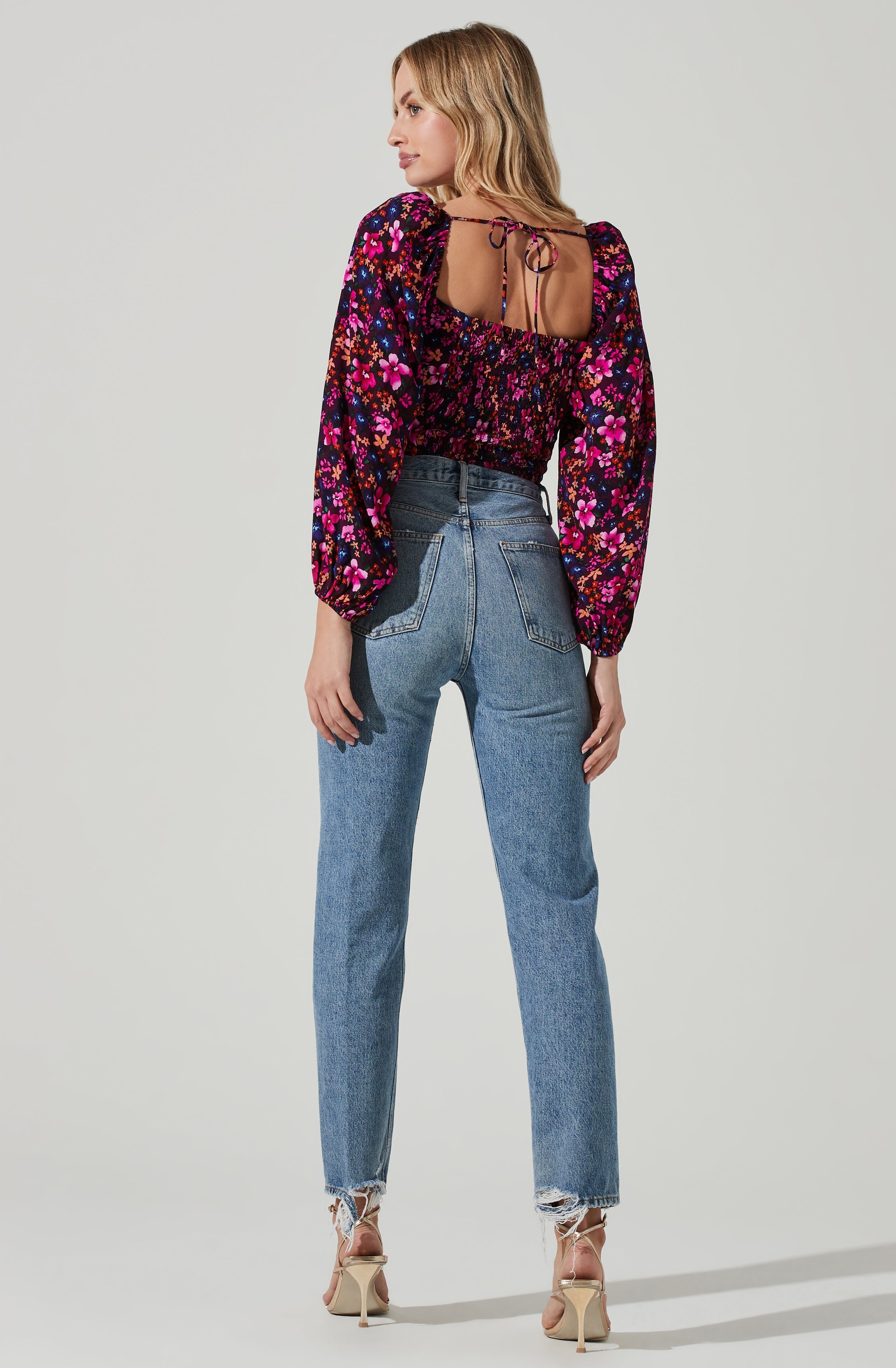 Edwina Floral Corset Top with Long Sleeves