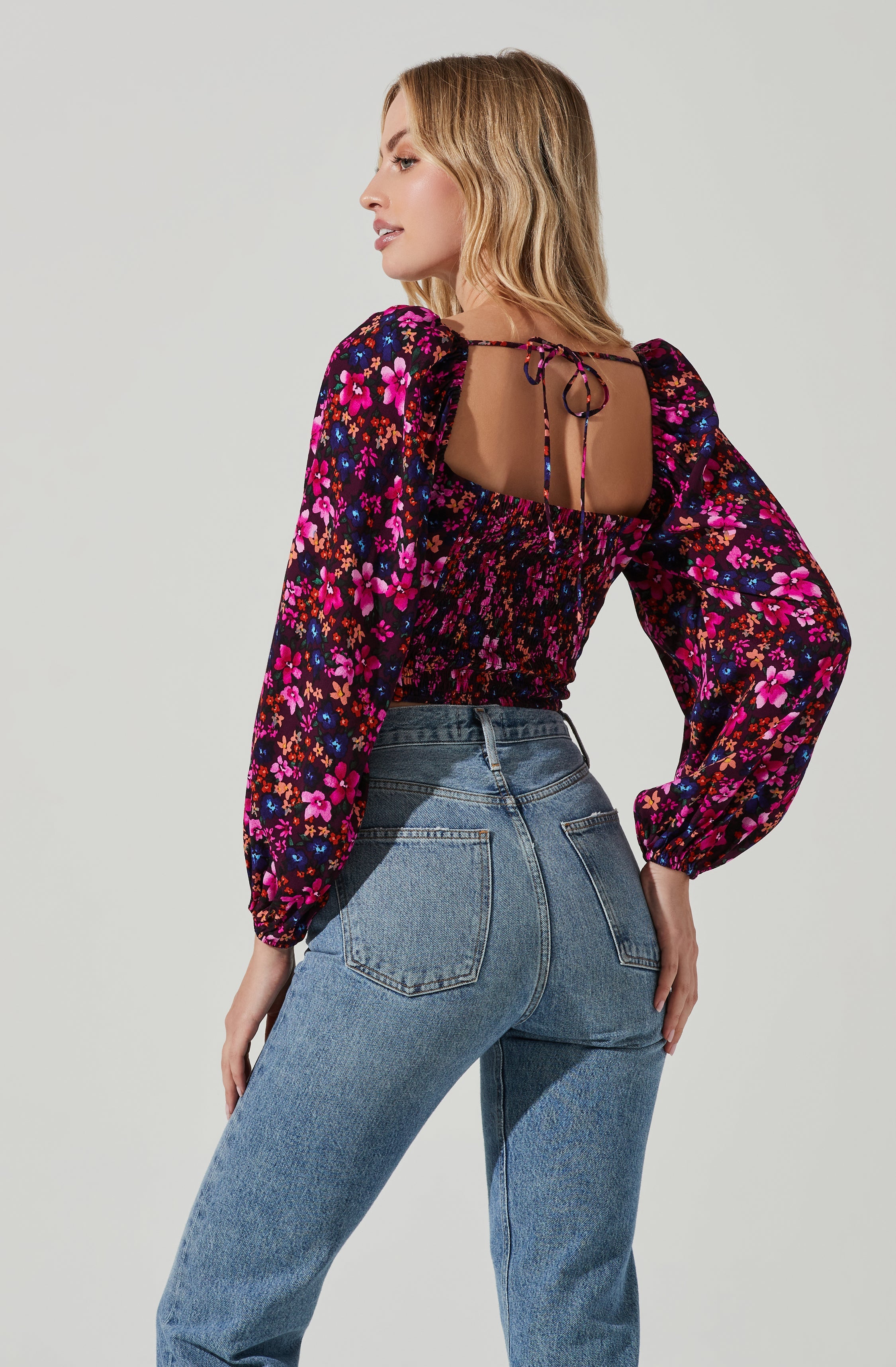 Edwina Floral Corset Top with Long Sleeves