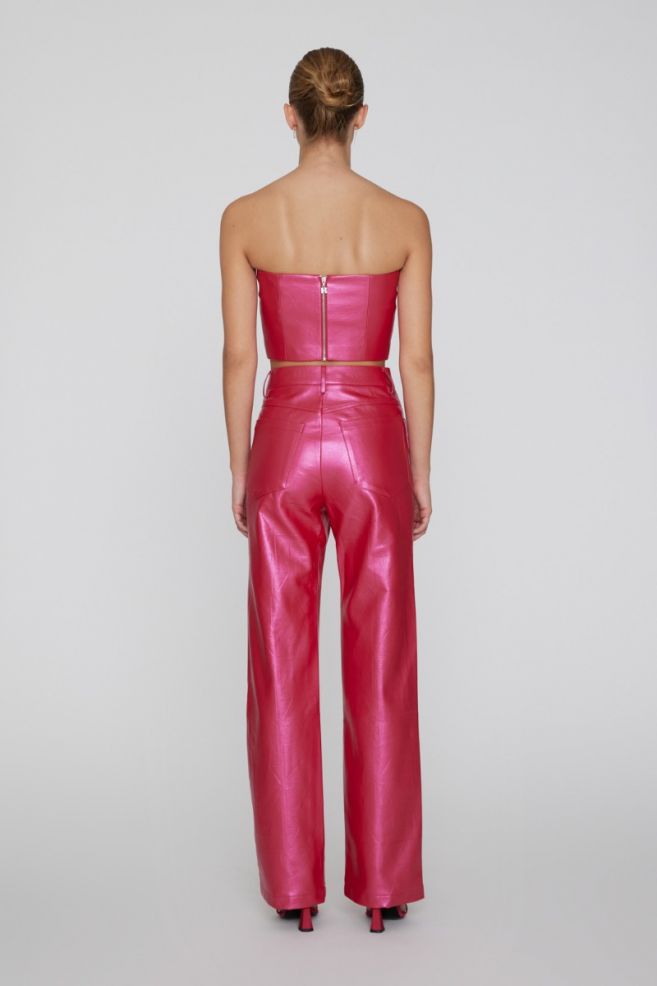 Embossed Pink Glo PU Corset Top on Rotate