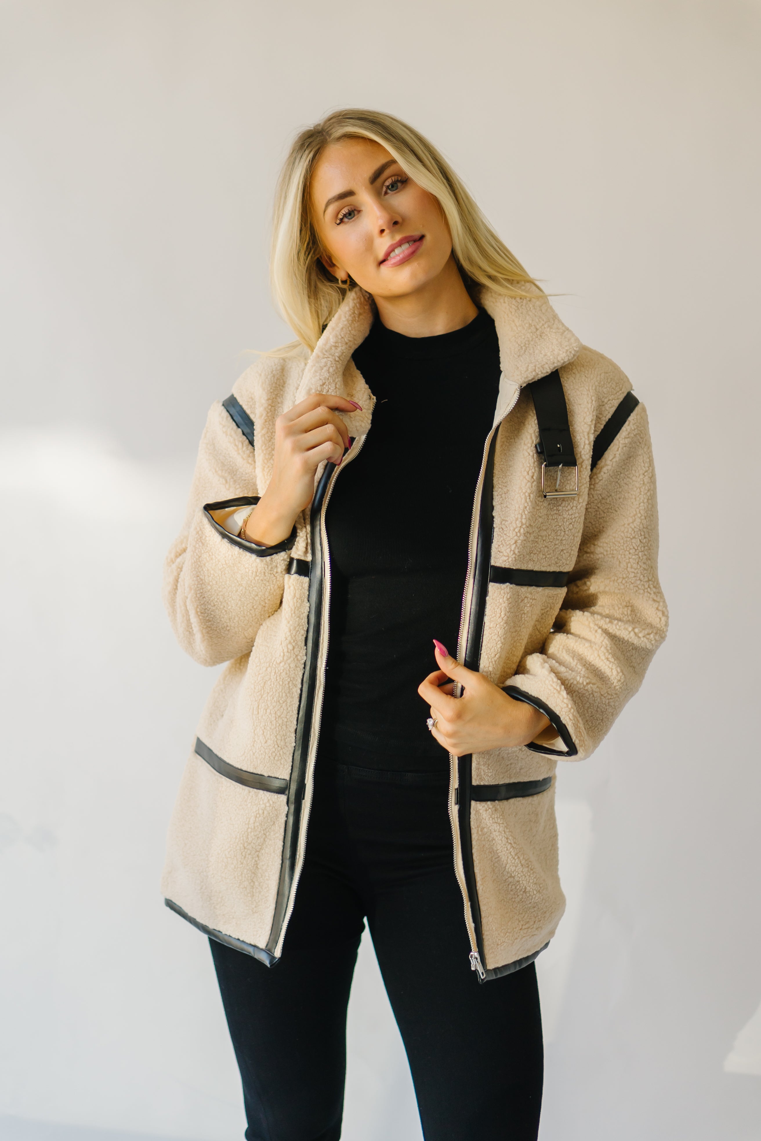 Evren Sherpa Turtleneck Jacket - Cream